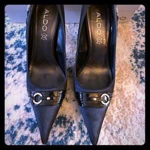 Aldo satin heels with rhinestone details